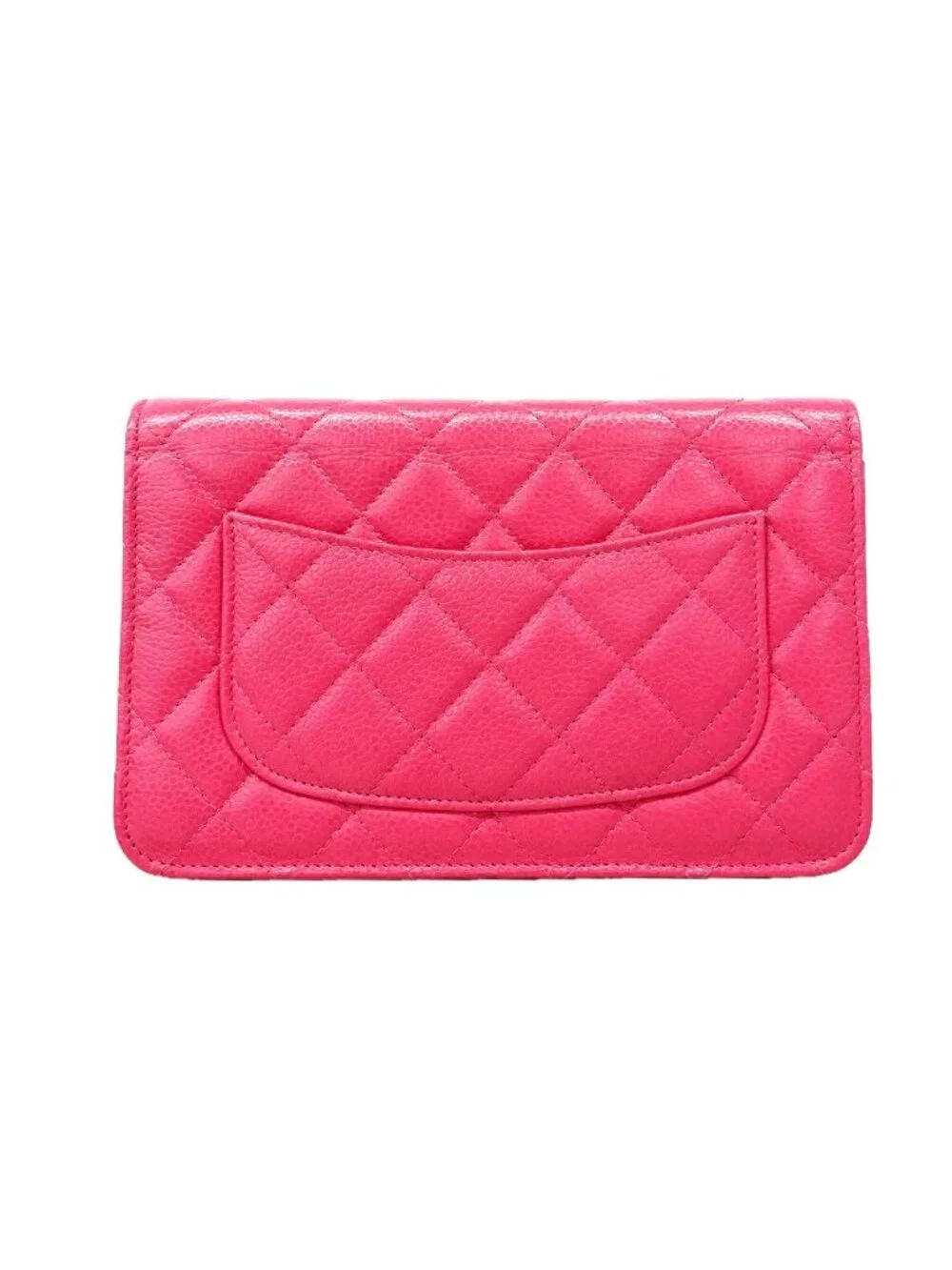 Chanel Wallet on Chain Quilted Caviar Leather Pink Silver Shoulder Bag